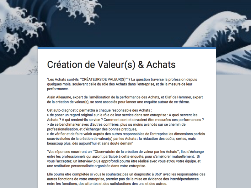 enquête « Création de valeur(s) par les Achats » : résultats !