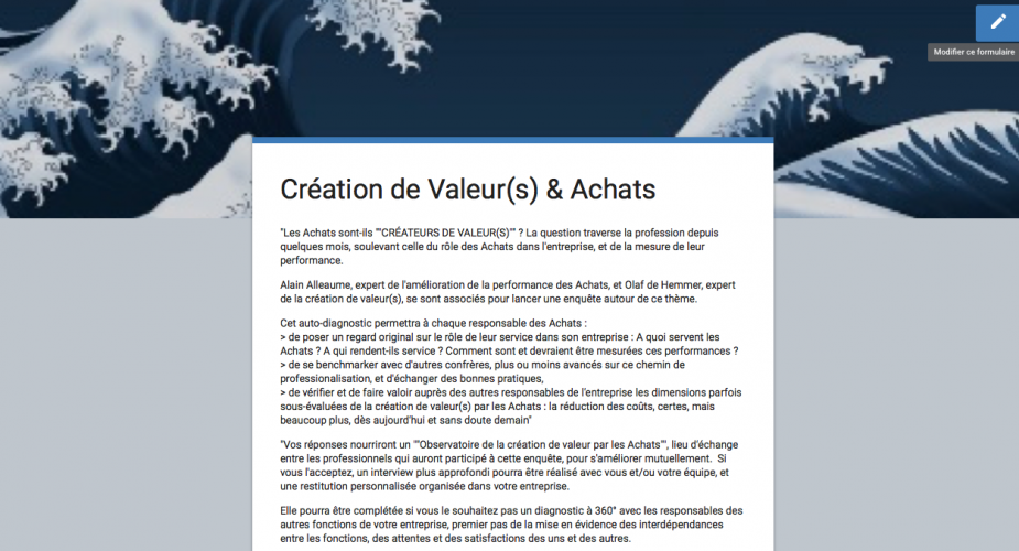 Une première : enquête sur la "création de valeur(s) et les Achats"