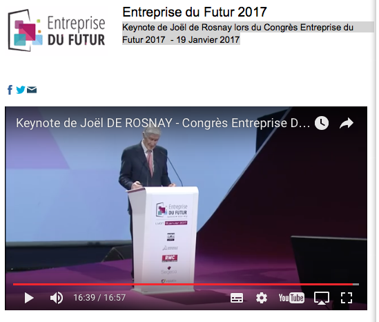 Joël de Rosnay "Entreprise du Futur 2017"